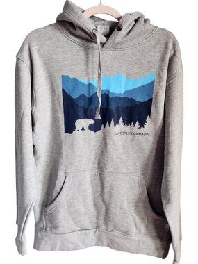 Lago Apparel Sweatshirt Medium Men's Gray Whistler Canada Hoodie Bear Mountains